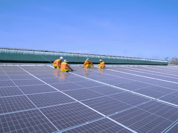 Isolated cabin powered by off-grid solar panels.